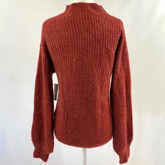New BP Pointelle Chunky Knit Long Sleeve Oversized Sweater Red Rhubarb Size XXS - Picture 11 of 16